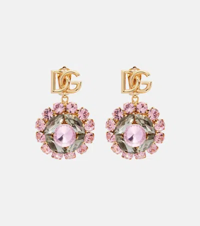 Dolce & Gabbana Re-edition Dg Embellished Clip-on Earrings In Gold