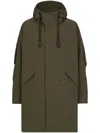 Dolce & Gabbana Unlined Technical Fabric Parka With Hood In Green