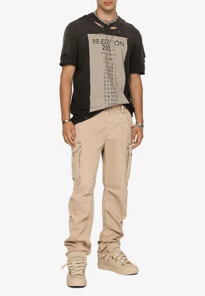 Dolce & Gabbana Re-edition' Label Cargo Pants In Beige