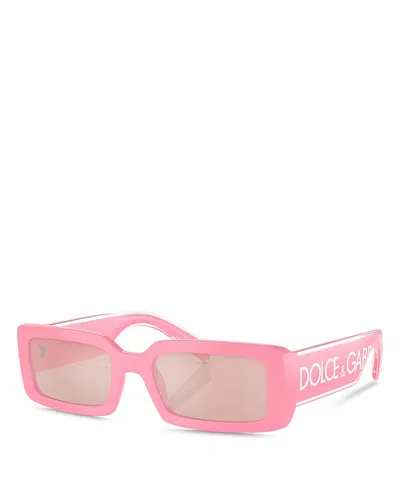 Dolce & Gabbana Logo-print Rectangle-frame Sunglasses In Pink