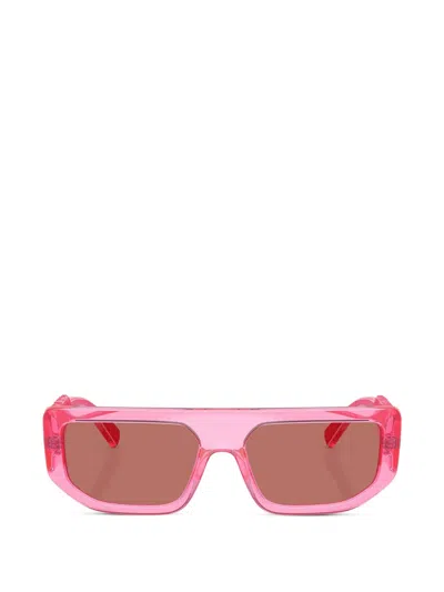 Dolce & Gabbana Rectangle-frame Sunglasses In Pink