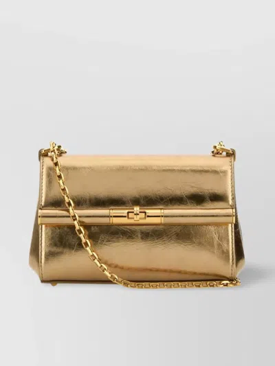 Dolce & Gabbana Rectangular Leather Mini Marlene Shoulder Bag In Oro
