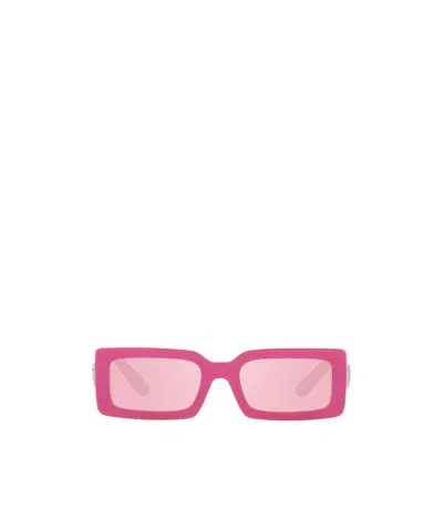Dolce & Gabbana Rectangular Plastic Sunglasses In Pink
