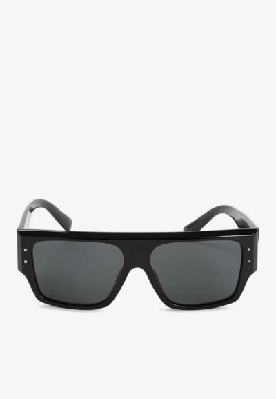 Dolce & Gabbana Rectangular-shaped Logo Sunglasses In Black