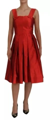 Dolce & Gabbana Radiant Red Silk A-line Midi Dress