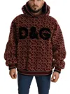 Dolce & Gabbana Red Beige Wool Oversize Hooded Pullover Men's Sweater In Red