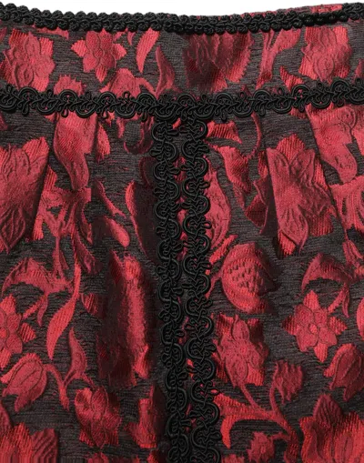 Dolce & Gabbana Red Black Floral Lace Jacquard Mini Skirt
