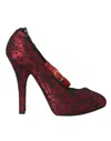 Dolce & Gabbana Red Black Floral Lace Mary Jane Pumps Shoes In Black