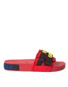 Dolce & Gabbana Red Black Logo Beachwear Flats Sandals Shoes In Black
