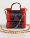 Dolce & Gabbana Red Blue Leather Sicily Crossbody Chain Satchelborse Bag