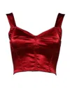 Dolce & Gabbana Red Bustier Sleeveless Corset Cropped Top In Red