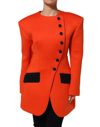 Pre-owned Dolce & Gabbana Red Buttoned Down Women Trench Coat Women's Jacket ()