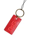 Dolce & Gabbana Red Calf Leather D&g Logo Metal Ring Keychain Keyring In Red