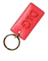 Dolce & Gabbana Red Calf Leather Logo Metal Ring Men Keychain Keyring In Red