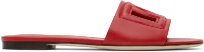 Dolce & Gabbana 'bianca' Leather Flat Sole Sandals In Red
