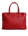 Dolce & Gabbana Red Calfskin Leather Logo Plaque Top Handle Women's Bag