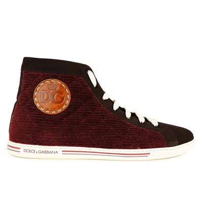 Dolce & Gabbana Red Calfskin Sneaker In Burgundy