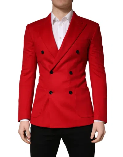 Pre-owned Dolce & Gabbana Red Cashmere Slim Fit Coat Jacket Men's Blazer ()