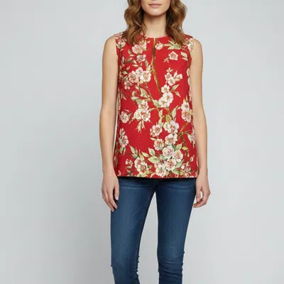 Pre-owned Dolce & Gabbana Red Cherry Blossom Print Crepe Sleeveless Tunic M