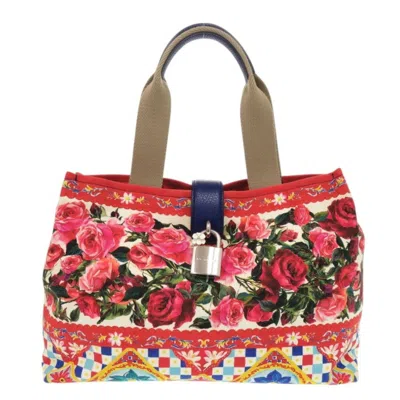 Pre-owned Dolce & Gabbana Red Color Canvas Handbag Tote Bag ()