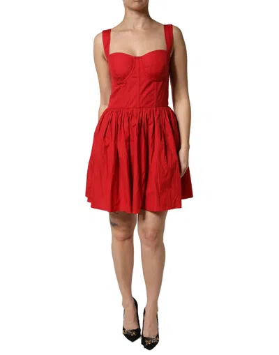 Pre-owned Dolce & Gabbana Red Cotton A-line Sleeveless Mini Women's Dress ()