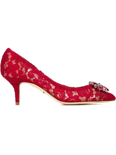 Dolce & Gabbana Red Cotton Shoes With Heel In Multi