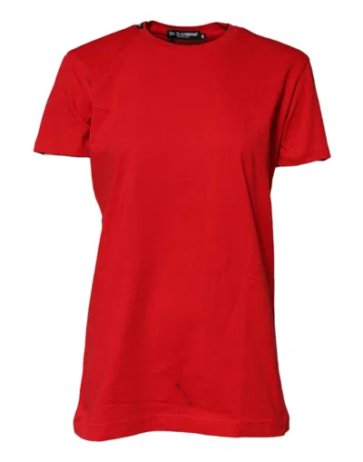 Pre-owned Dolce & Gabbana Red Cotton Short Sleeves Crew Neck Top Women's T-shirt ()