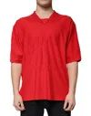 Dolce & Gabbana Red Cotton V-neck Short Sleeves T-shirt In Red