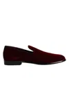 Dolce & Gabbana Red Cotton Velvet Slip On Loafers Formal Shoes In Red