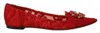 Dolce & Gabbana Red Crystal-embellished Flats