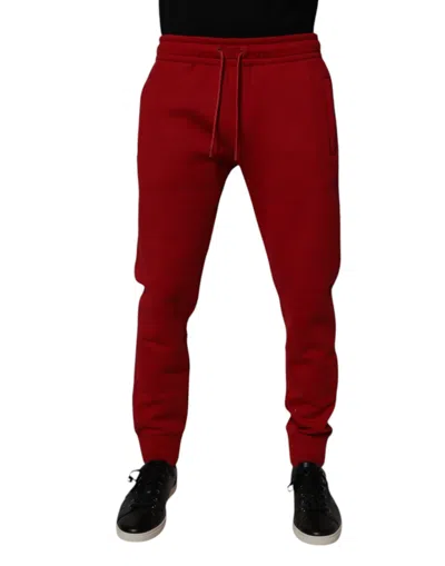 Pre-owned Dolce & Gabbana Red Dg Logo Cotton Jogger Men Sweatmen's Men's Pants ()