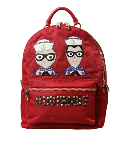 Dolce & Gabbana Red #dgfamily Embellished Backpack Vulcano Bag