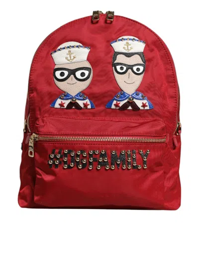 Dolce & Gabbana Red #dgfamily Vulcano Embellishment Backpack Women's Bag