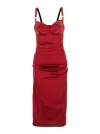 Dolce & Gabbana Red Dress With Bustier Design And Ruffled Details In Fabric Woman In Red