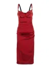 Dolce & Gabbana Red Dress With Bustier Design And Ruffled Details In Fabric Woman In Red