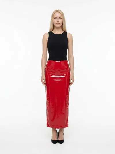 Dolce & Gabbana Patent Vinyl Skirt In Red