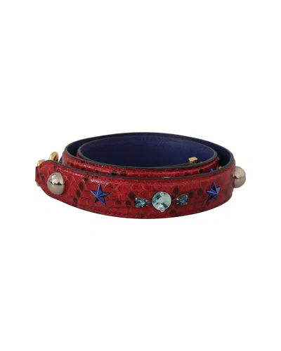 Dolce & Gabbana Red Exotic Leather Crystals Should