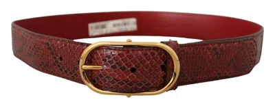 DOLCE & GABBANA DOLCE & GABBANA RED EXOTIC LEATHER GOLD OVAL BUCKLE WOMEN'S BELT