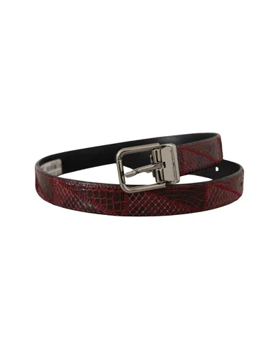 DOLCE & GABBANA DOLCE & GABBANA RED EXOTIC LEATHER METAL LOGO BUCK