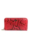 Dolce & Gabbana Red Exotic Leather Zip Around Continental Clutch Women's Wallet