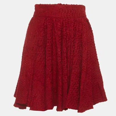 Pre-owned Dolce & Gabbana Red Fil Coupe Flared Mini Skirt S