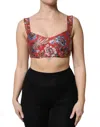 Dolce & Gabbana Red Floral Brocade Cropped Bustier Corset Top In Red