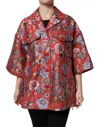 Dolce & Gabbana Red Floral Jacquard Button Down Coat Jacket In Red
