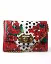 Dolce & Gabbana Red Floral Polka Dot Print Leather Chain Dg Logo Shoulder  Women's Bag