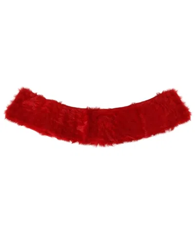 Dolce & Gabbana Red Fur Neck Collar Wrap Lambskin