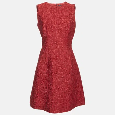 Pre-owned Dolce & Gabbana Red Jacquard Sleeveless Short Dress M