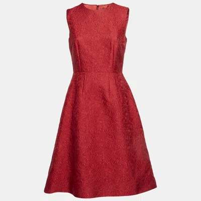 Pre-owned Dolce & Gabbana Red Jacquard Sleeveless Short Dress M
