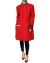 Dolce & Gabbana Red Leopard Wool Trenchcoat Jacket