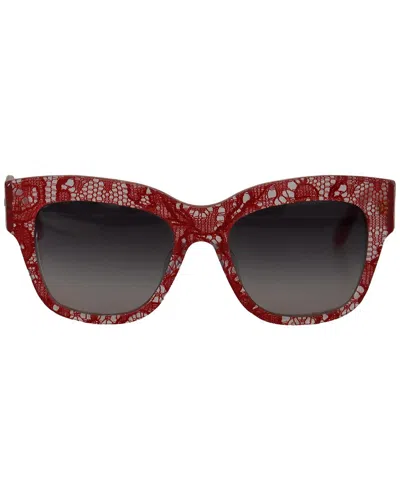 Dolce & Gabbana Red Lace Acetate Rectangle Shades