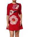 Dolce & Gabbana Red Lace Floral Applique A-line Mini Dress In Red
